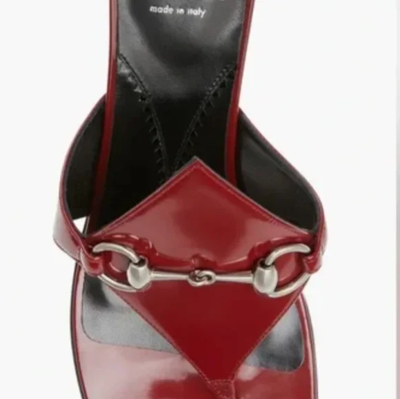 Gucci sandals slides red with horsebit silver hardware